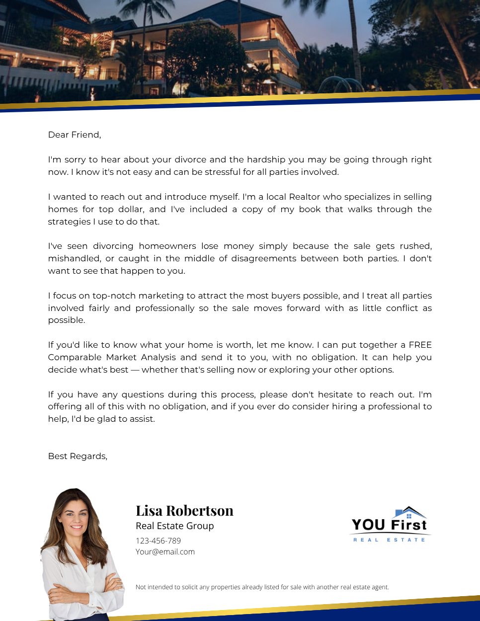 Divorce Home Owner Cover Letter 2 - Design 2